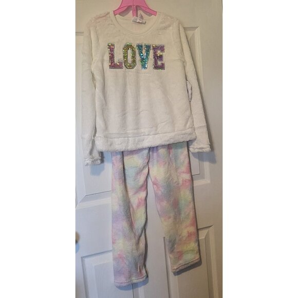 2 Piece Bmagical By Btween  Sleepwear Size 8 Soft Fleece LOVE Top & Pants, NWT - Picture 1 of 6